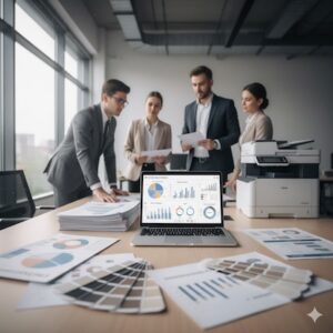 print management workflow in a modern office